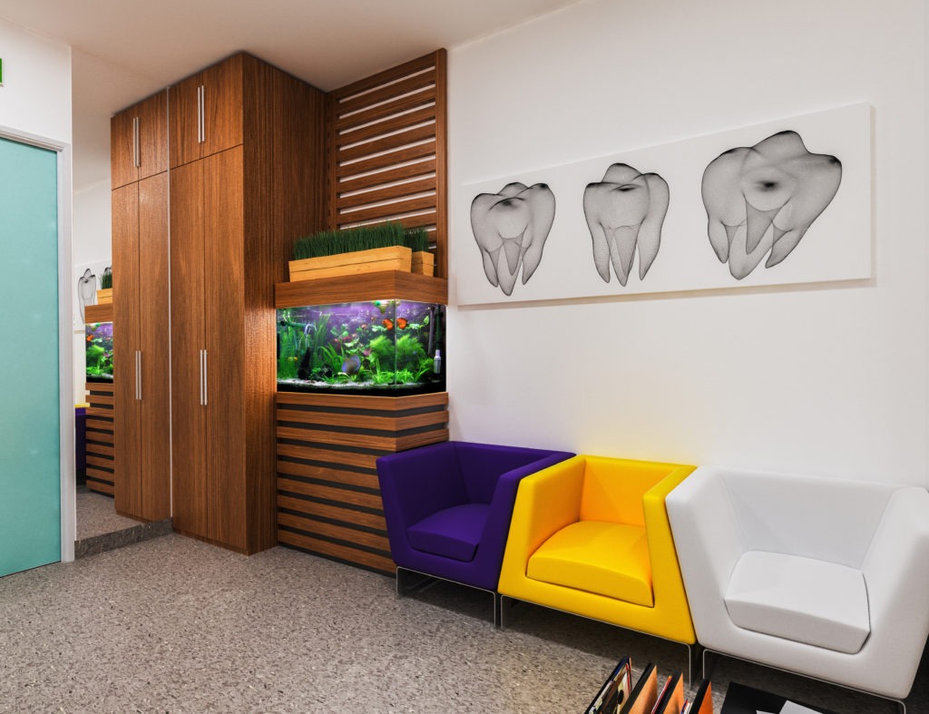 Reception in dental clinic design in a modern style