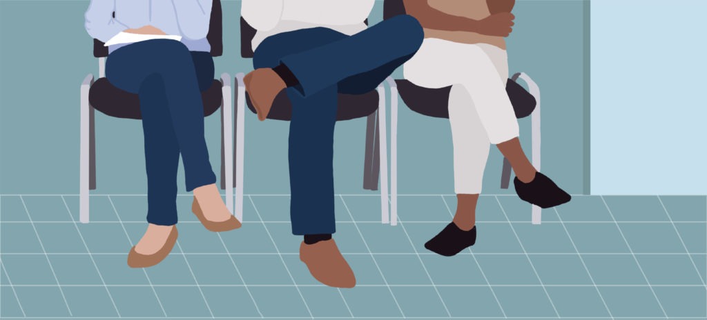 patients in full waiting room graphic